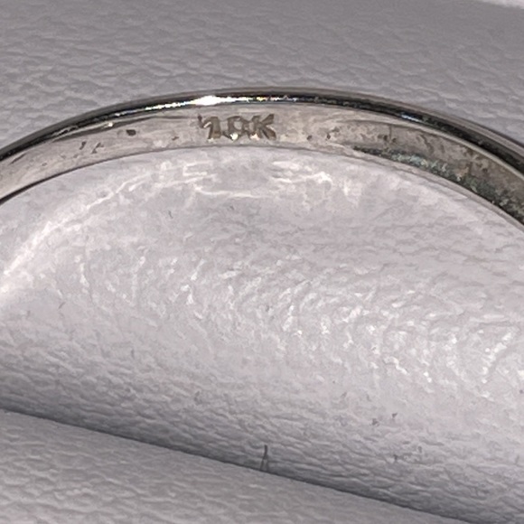 Solid 10K (not 14K ) White Gold Natural Oval Cut Ruby Trio Diamond Band Ring - Picture 10 of 16